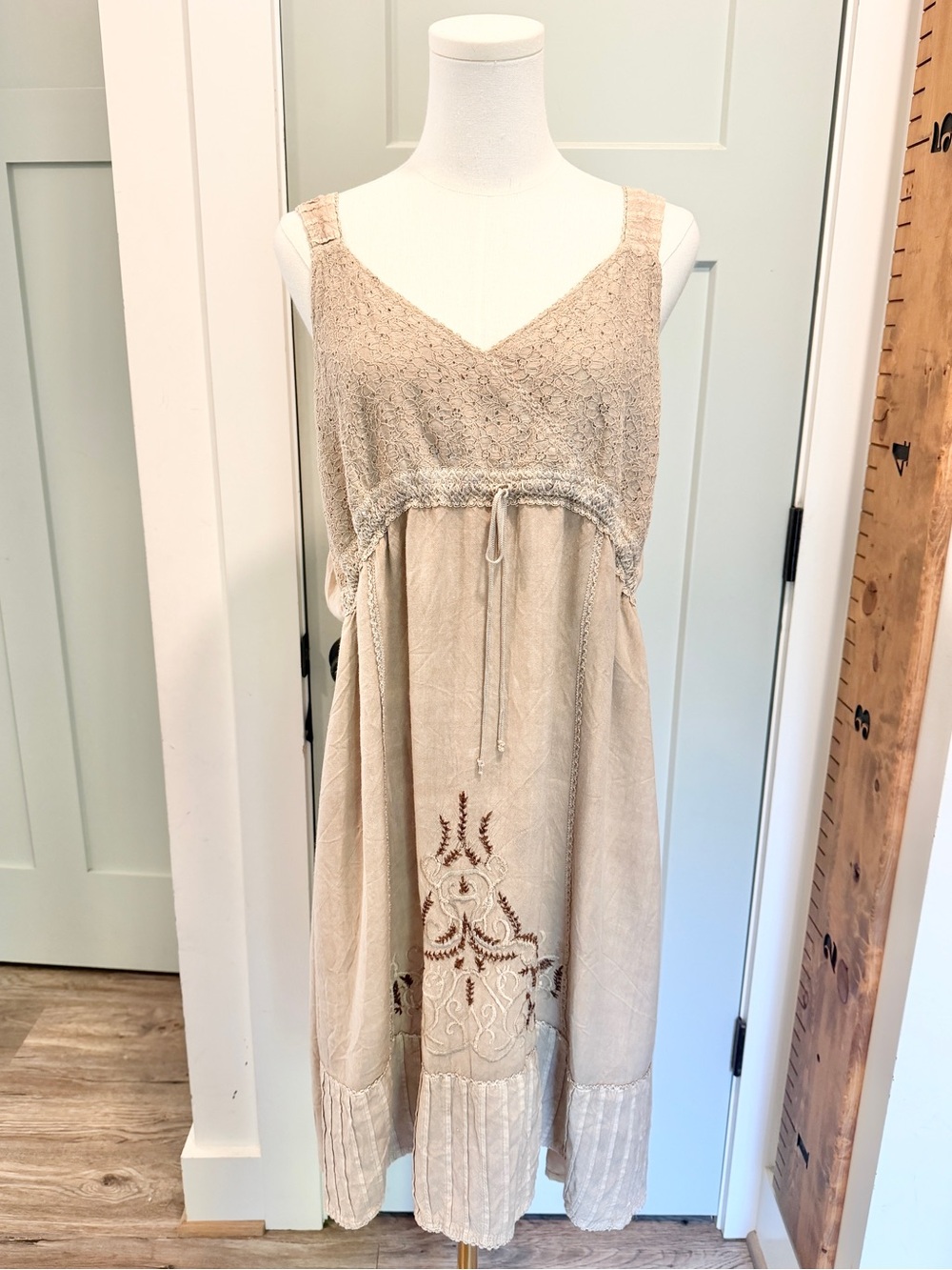 Raya Sun Dress Boho Natural Hippie Neutral Earth Mama 2X Woodland Fairy